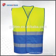 Gilet réfléchissant de sécurité de travail réfléchissant de maille de visibilité bleue des enfants industriels de couleur vive